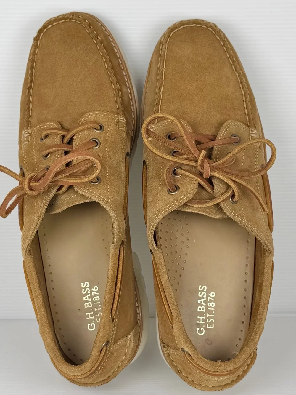 G.H. Bass Ranger Camp Moc Super Lug Tan Suede Boat Shoes Men’s 11.5 D